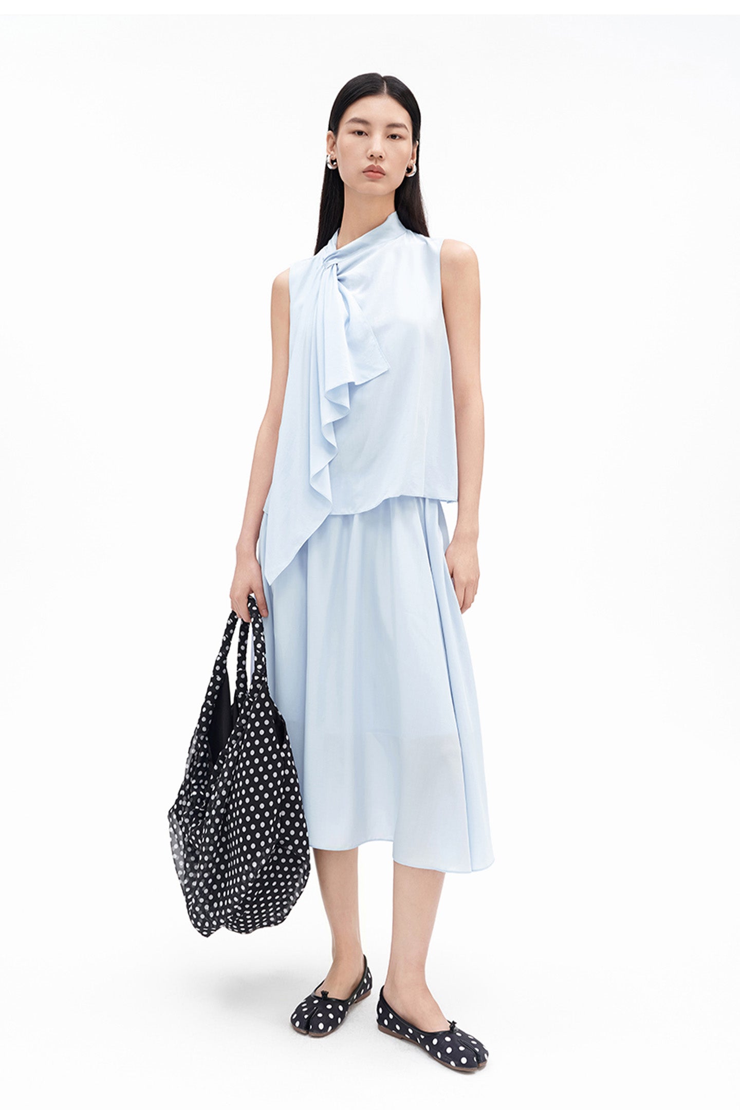 Lyocell Draped Cowl-Neck Dress