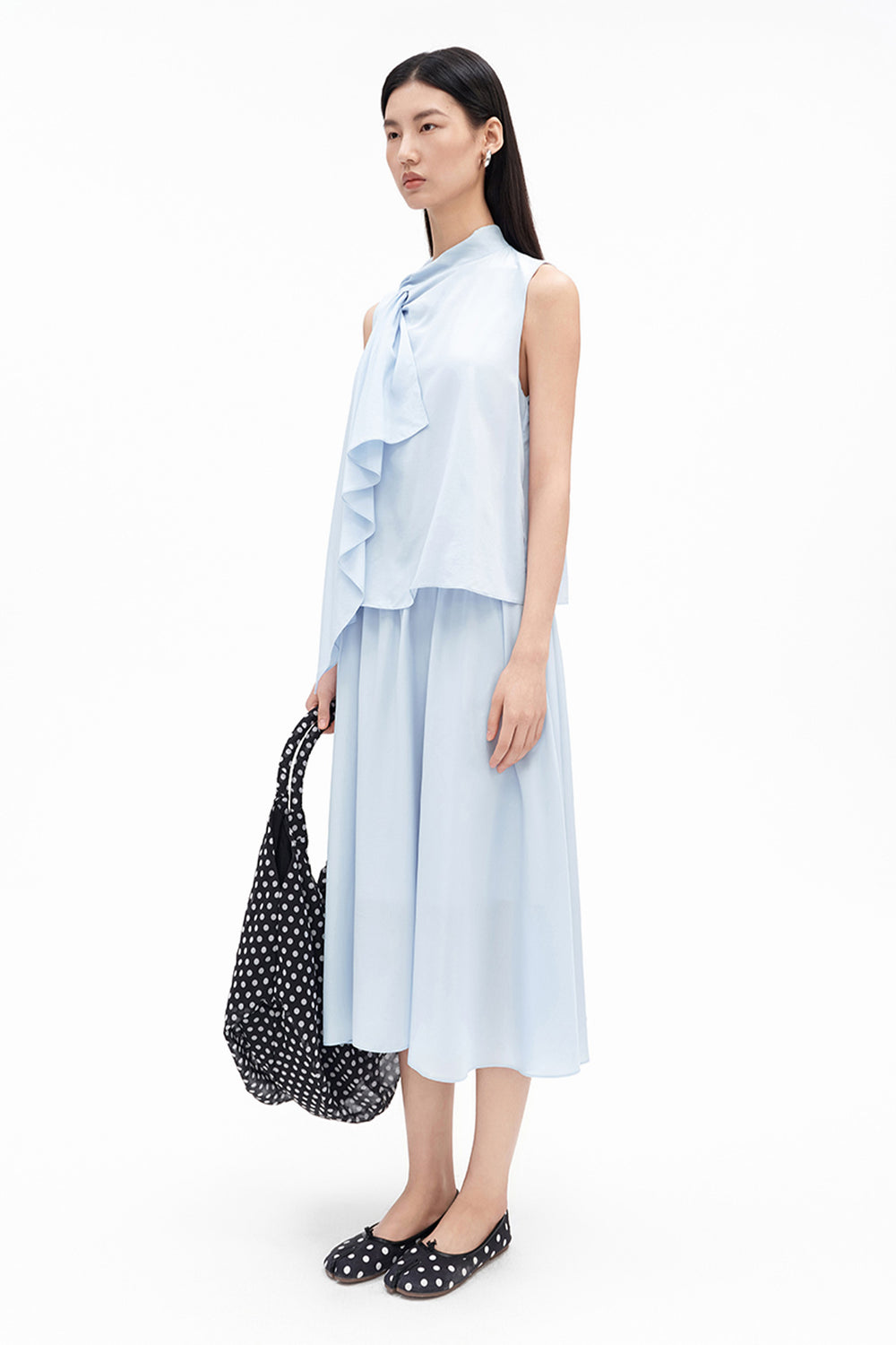 Lyocell Draped Cowl-Neck Dress