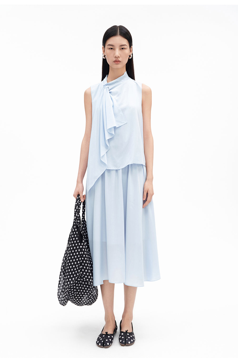 Lyocell Draped Cowl-Neck Dress