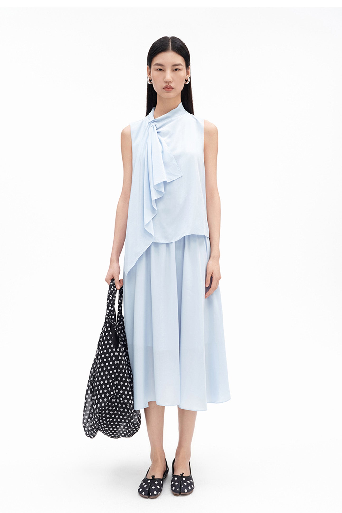 Lyocell Draped Cowl-Neck Dress