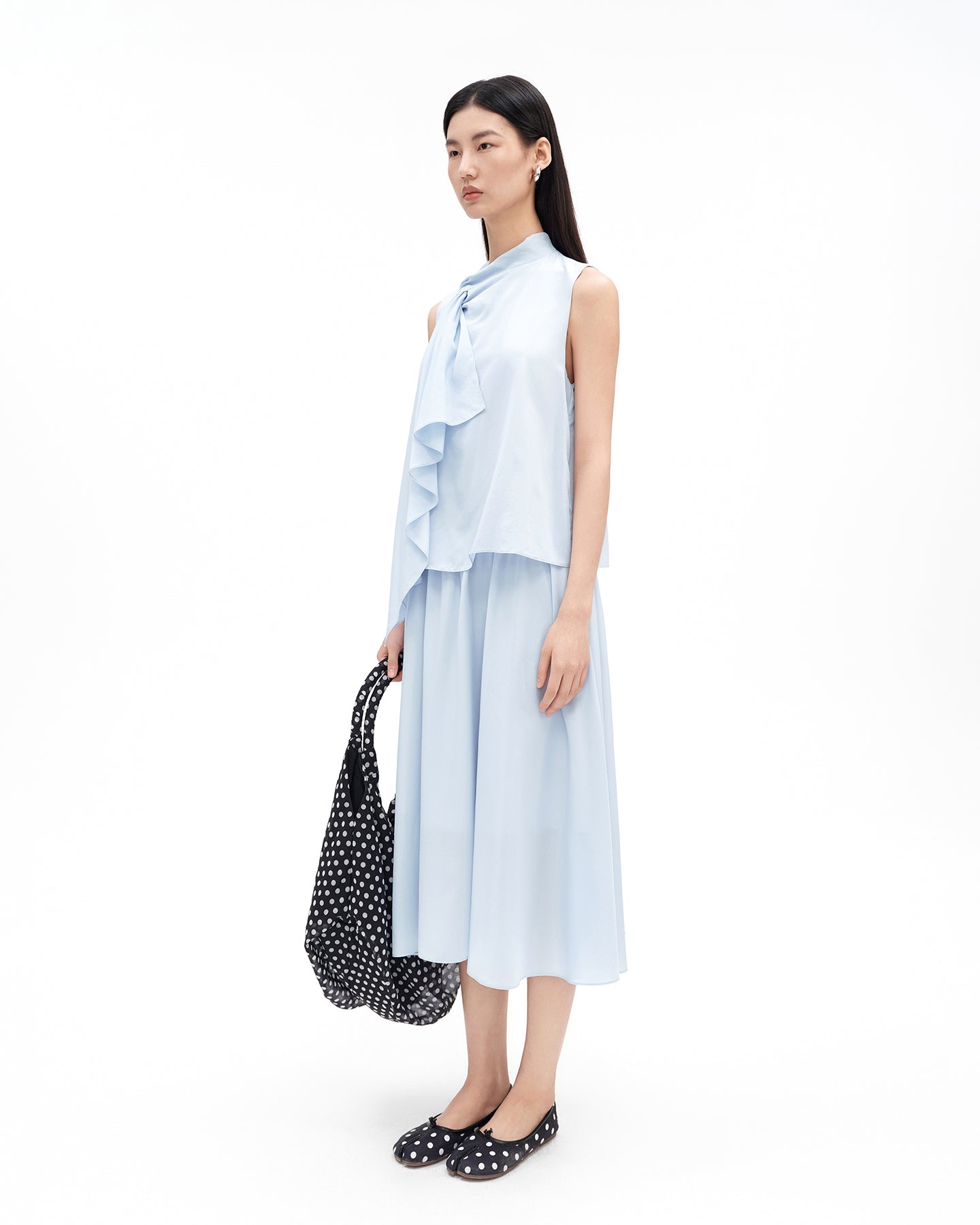 Lyocell Draped Cowl-Neck Dress