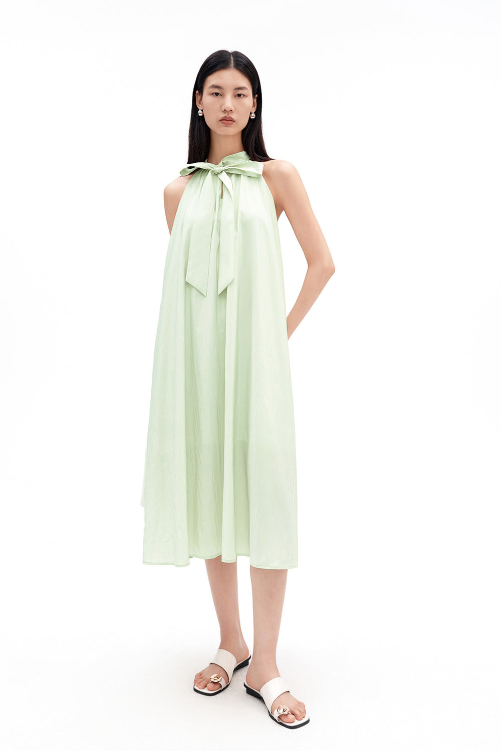 Modal-Blend French-Style Ribbon-Tie Dress