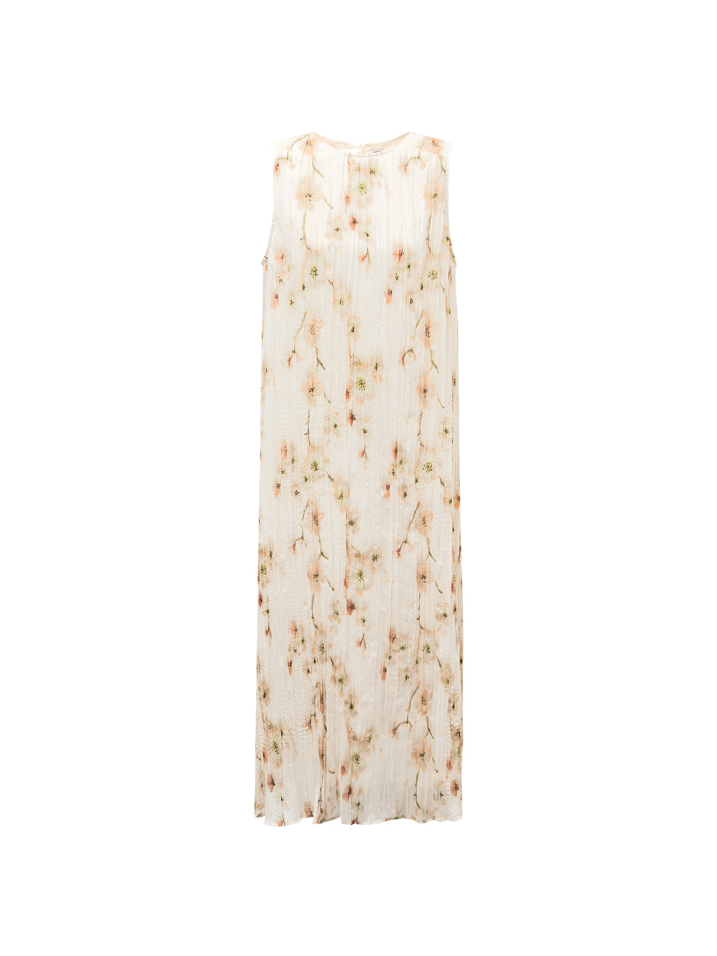Vacation-Style Sleeveless Dress with Begonia Print