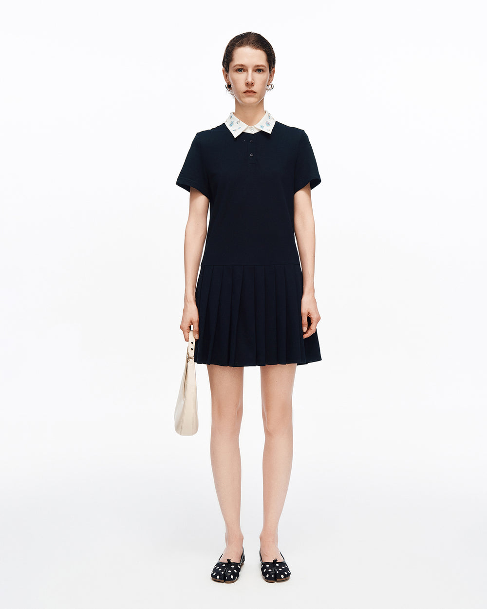 Beaded Color-block Polo Dress