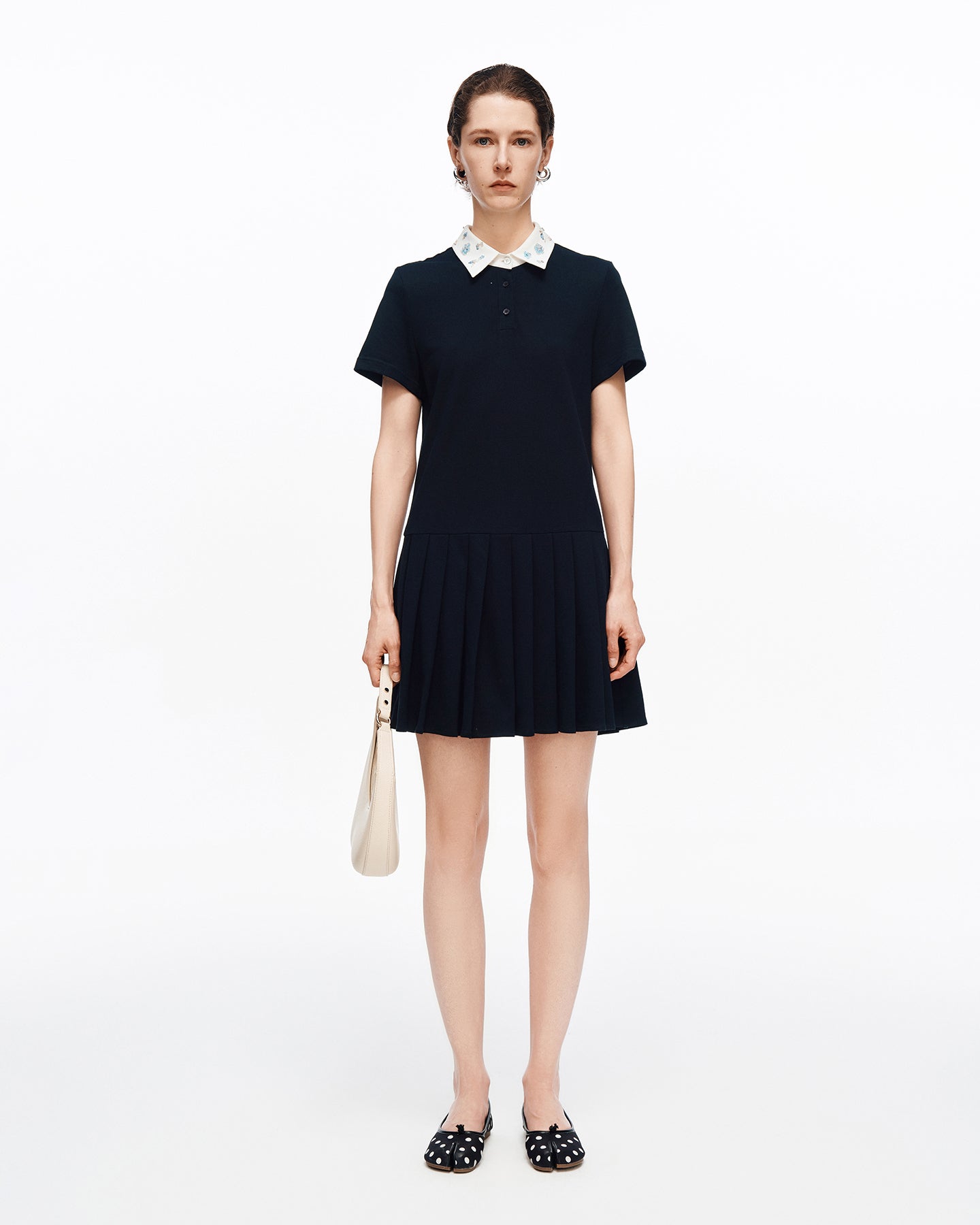 Beaded Color-block Polo Dress