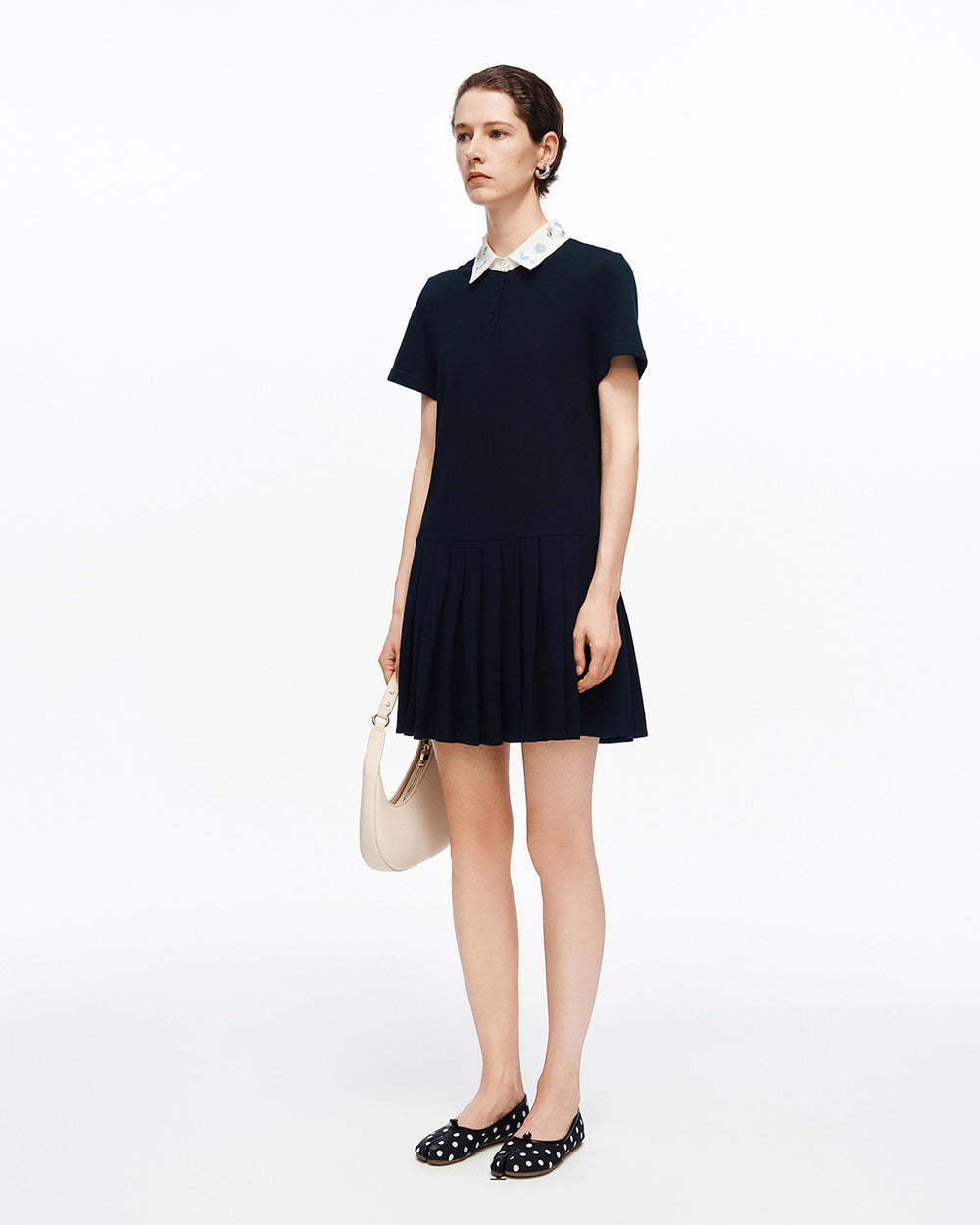 Beaded Color-block Polo Dress