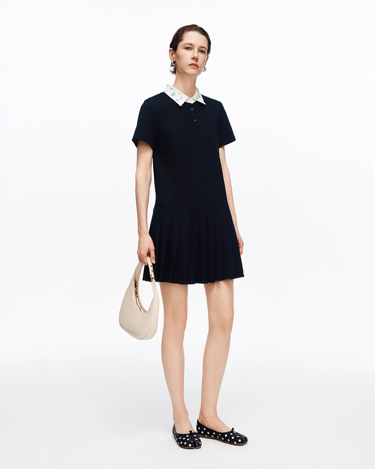 Beaded Color-block Polo Dress