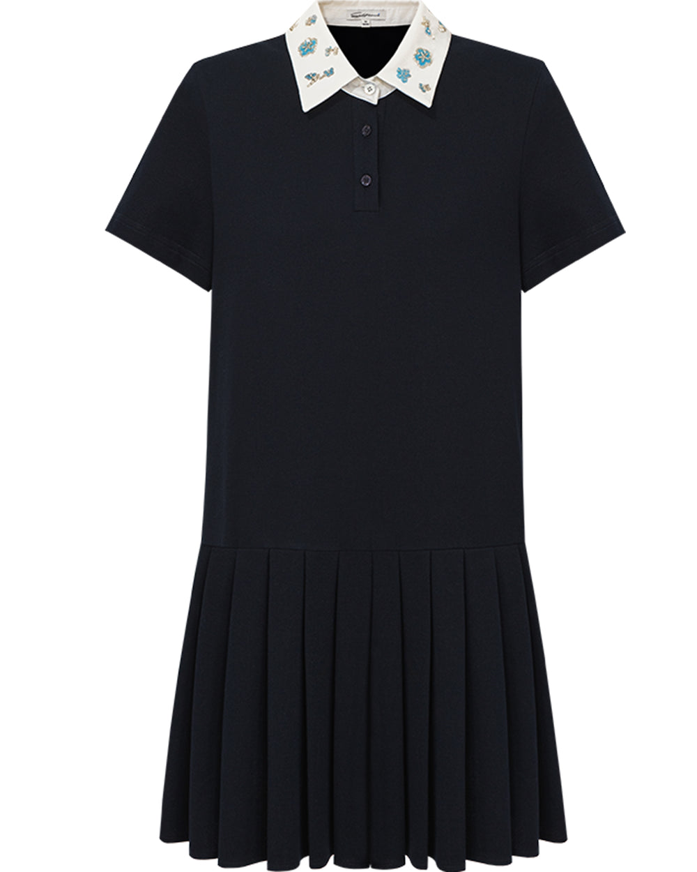 Beaded Color-block Polo Dress