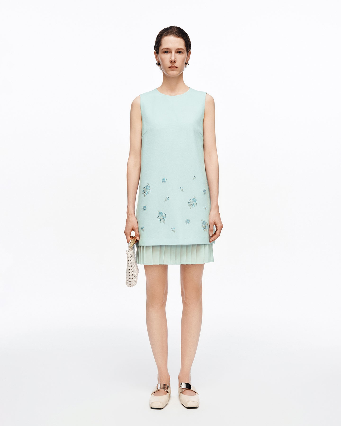 Acetate-Blend Beaded Sleeveless Dress