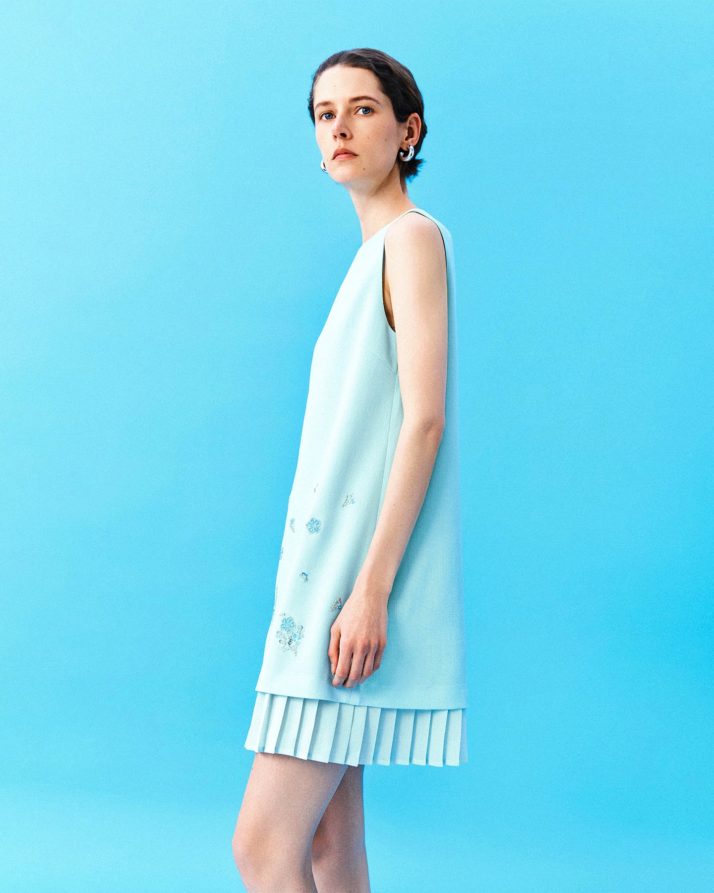 Acetate-Blend Beaded Sleeveless Dress