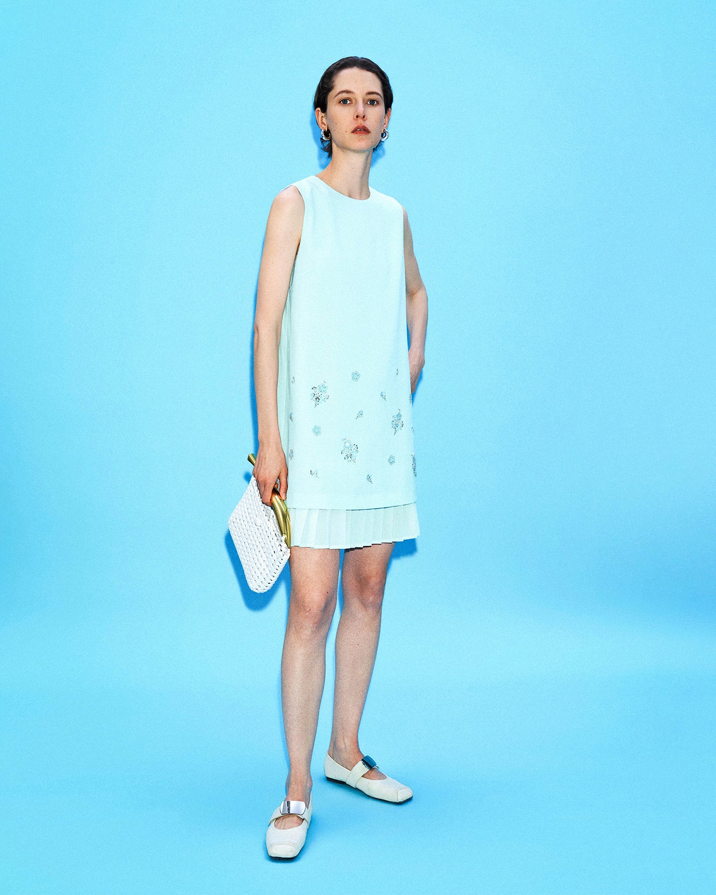 Acetate-Blend Beaded Sleeveless Dress
