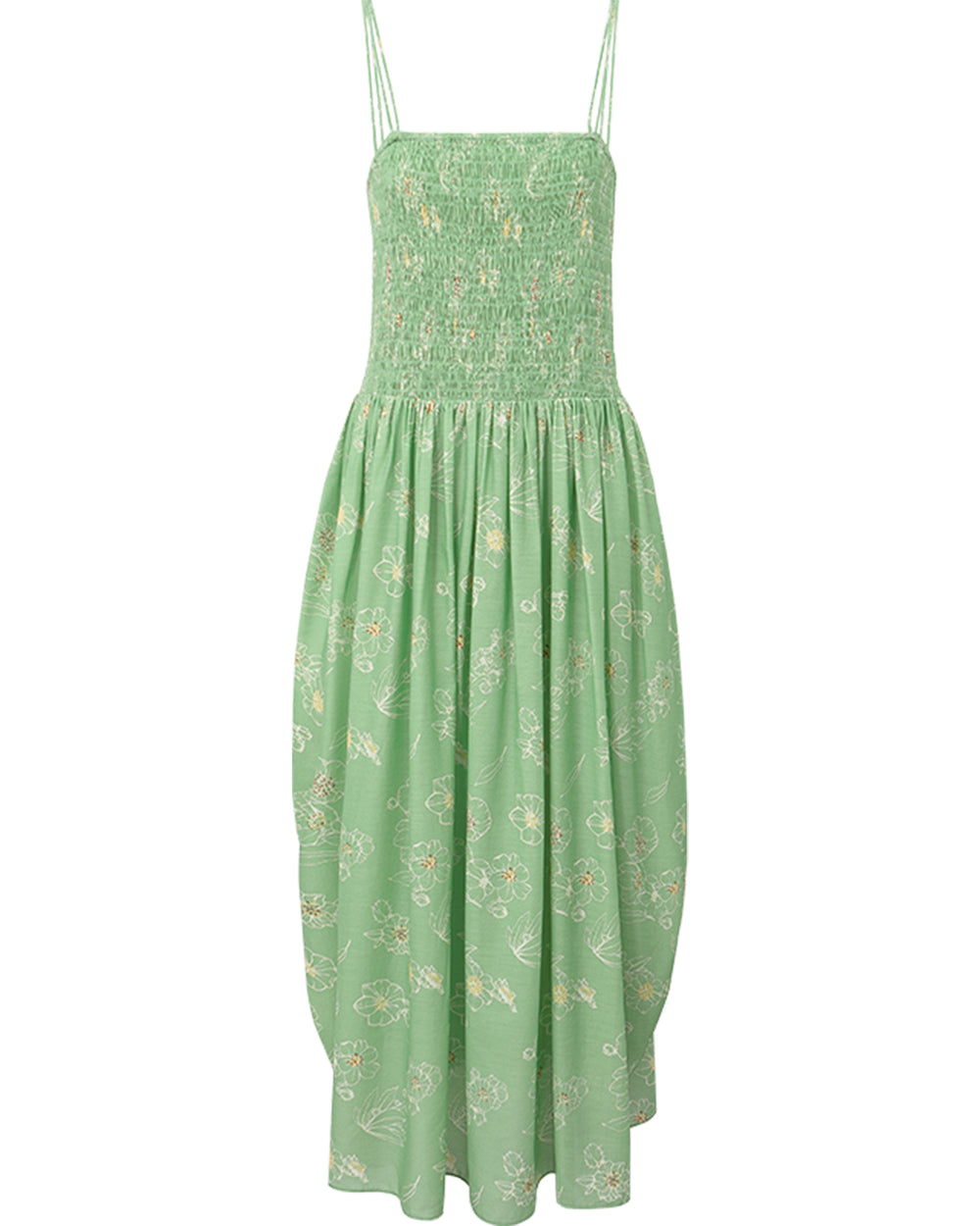 Printed Square-Neck Dress in Acetate Blend