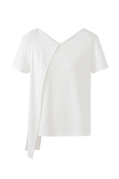 SELFWHO Lyocell Cotton Scarf Collar Top