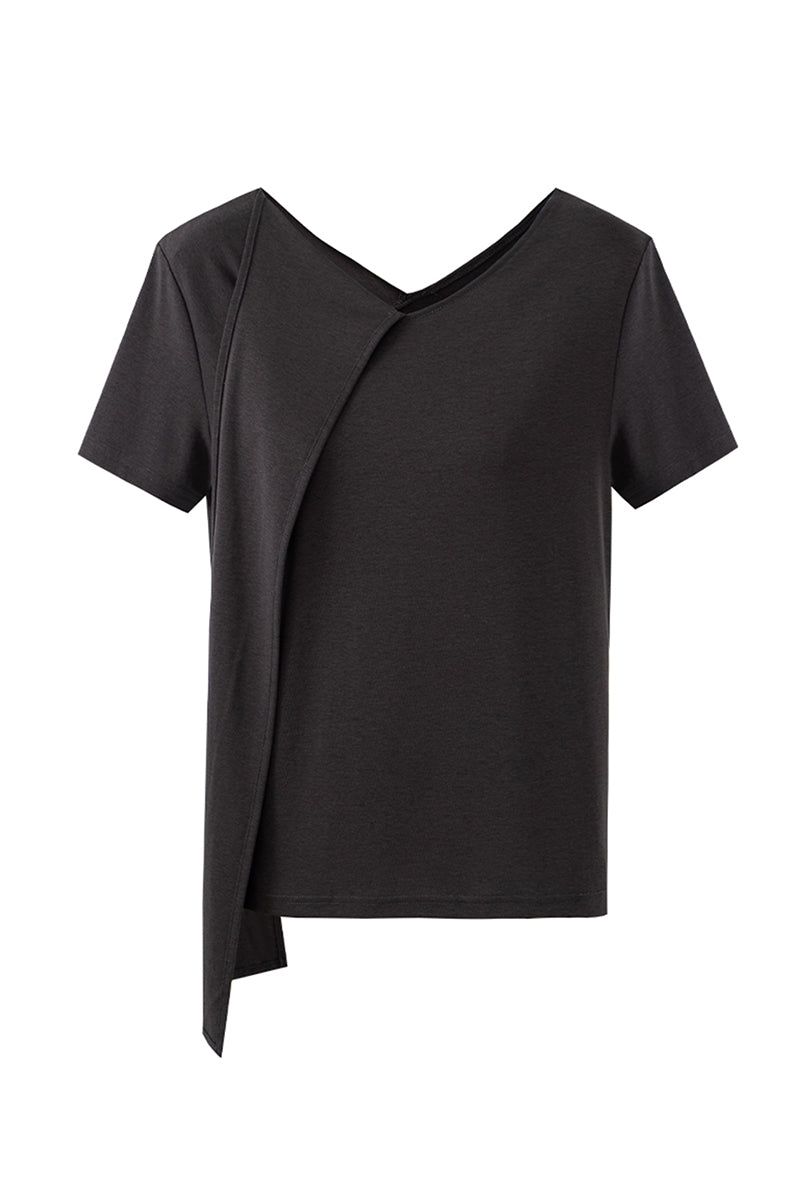 Lyocell Cotton Scarf Collar Top