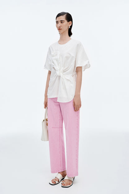 SELFWHO Twisted Flower Short-Sleeved T-Shirt