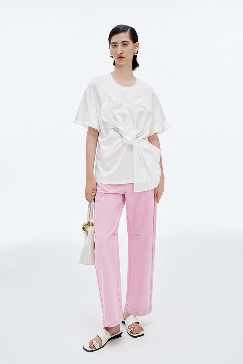 SELFWHO Twisted Flower Short-Sleeved T-Shirt