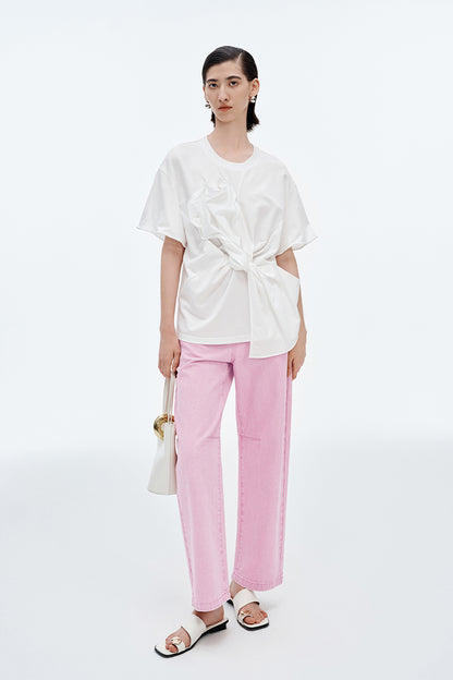 SELFWHO Twisted Flower Short-Sleeved T-Shirt