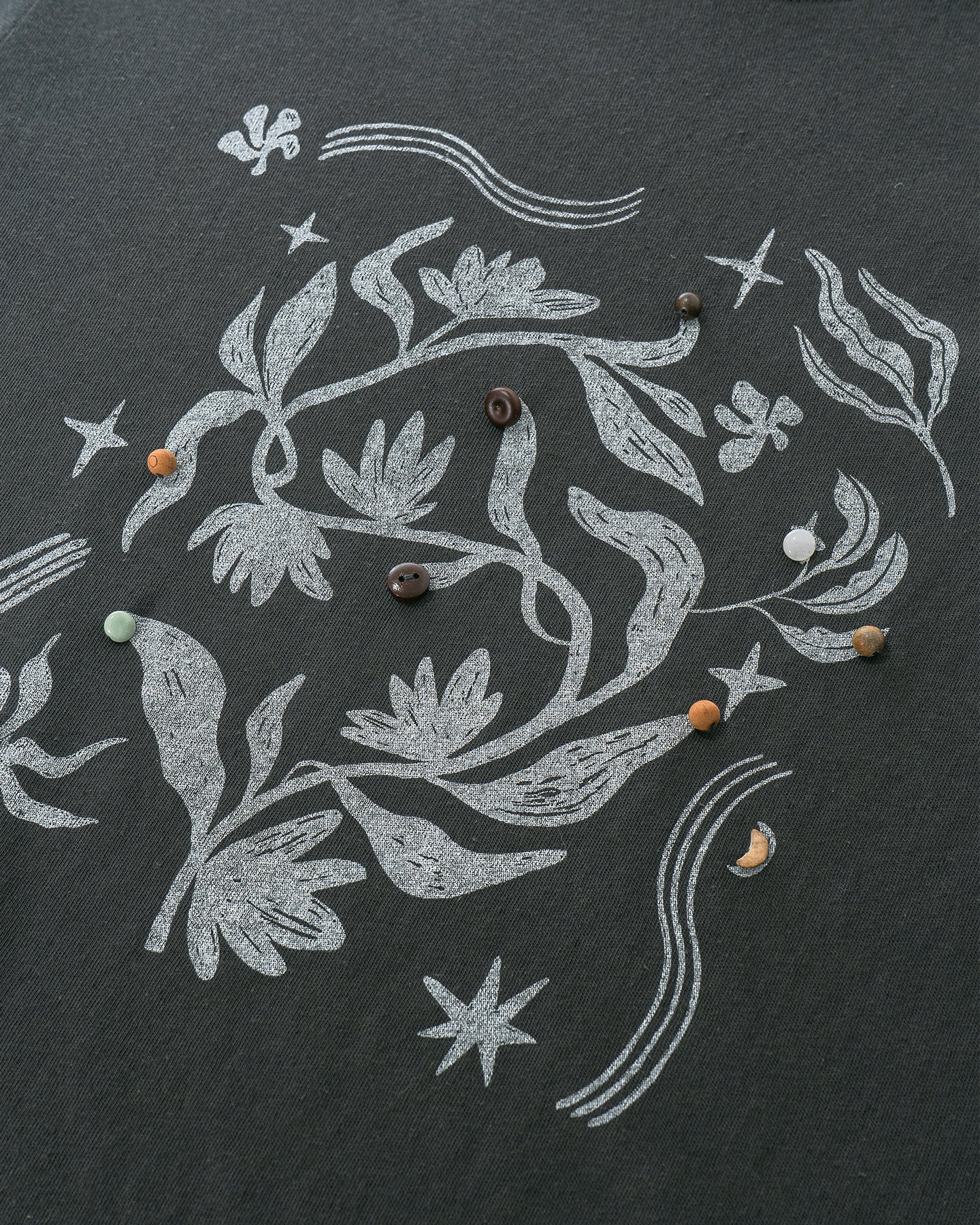 Cotton-Blend T-Shirt with Button and Floral Print