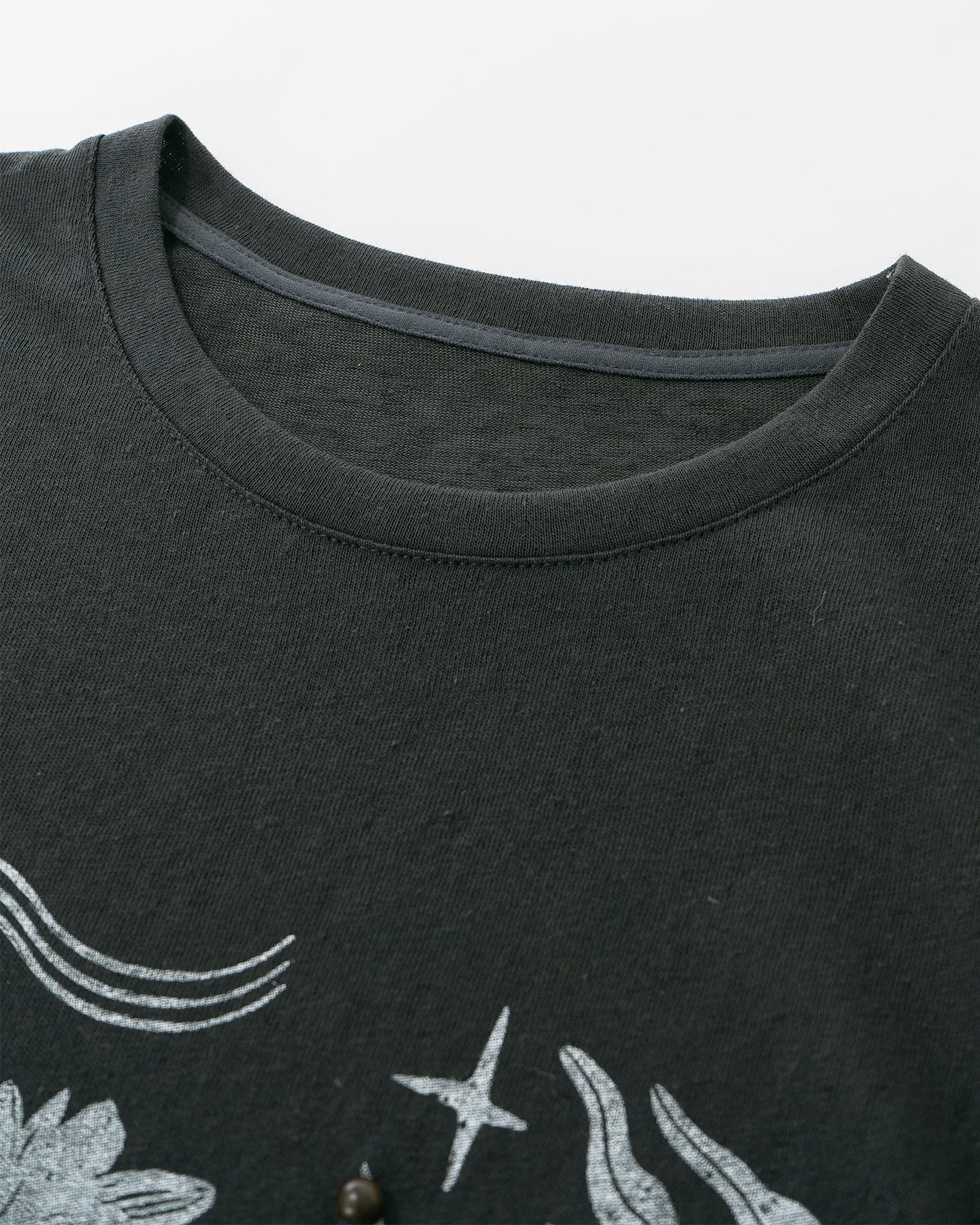 Cotton-Blend T-Shirt with Button and Floral Print