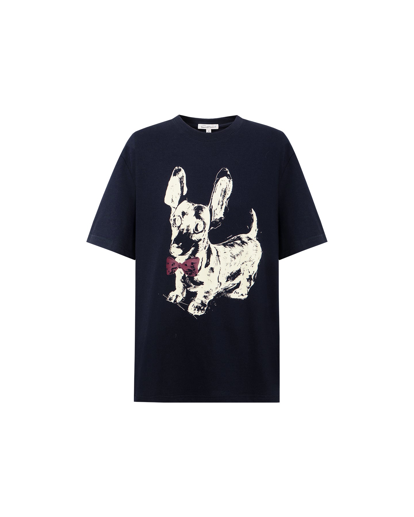 Pure Cotton T-Shirt with Dachshund Puppy Pattern