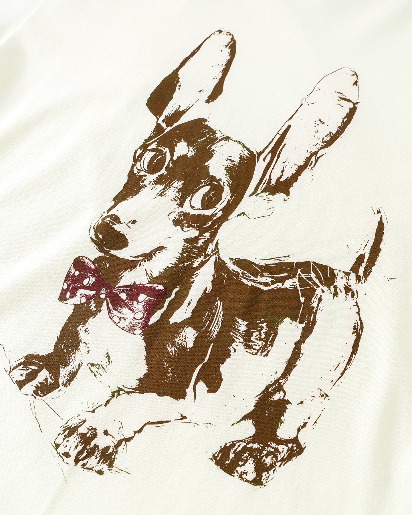 Pure Cotton T-Shirt with Dachshund Puppy Pattern