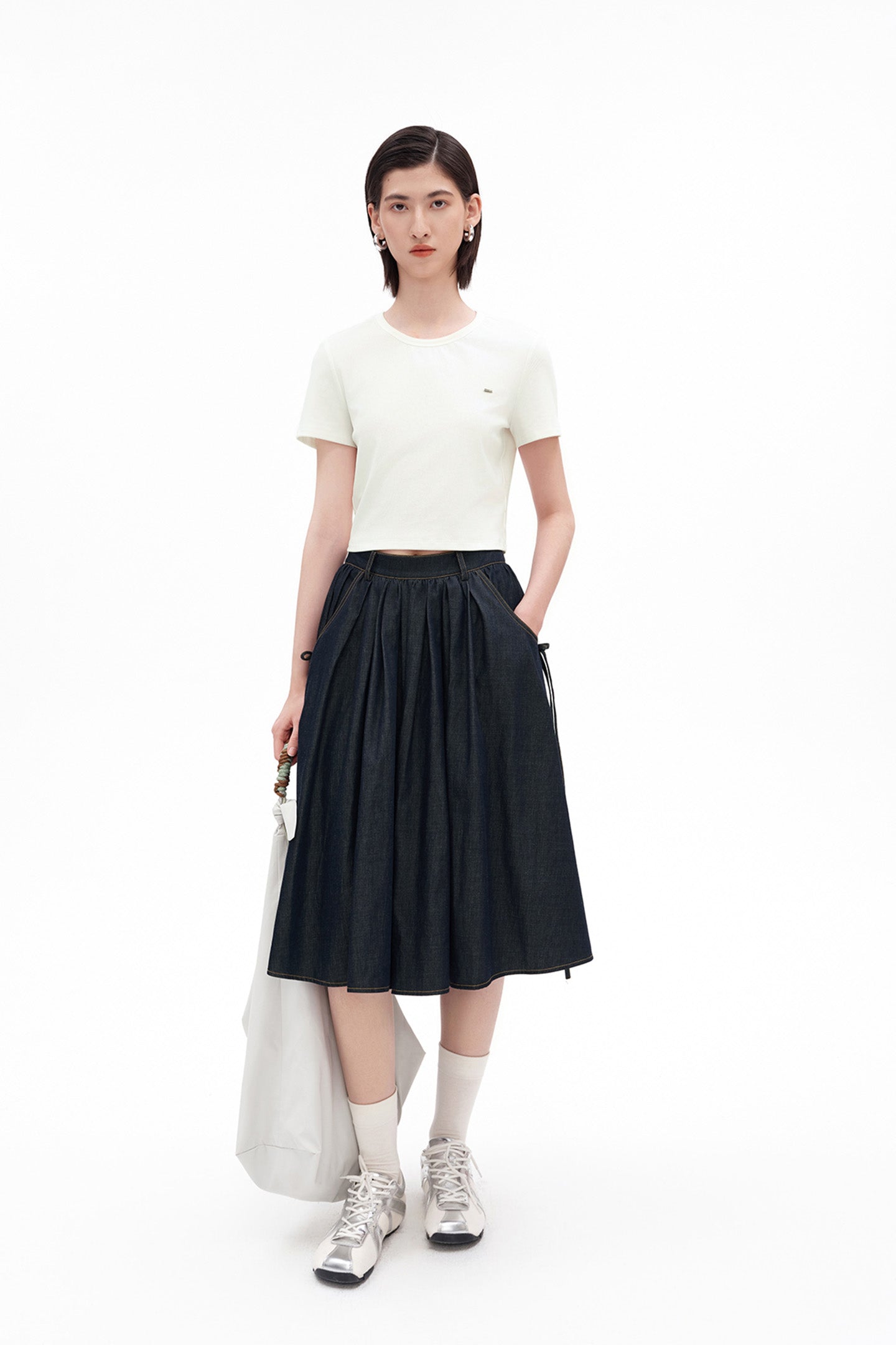 Lyocell-Cotton Blend Short-Sleeve Top