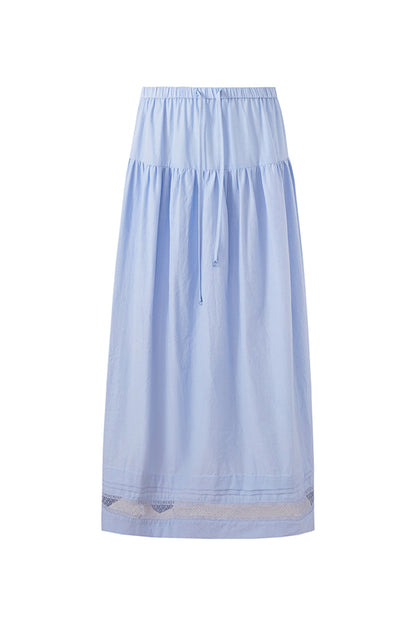 SELFWHO Meconopsis series hollow lace stitching skirt + top set for women