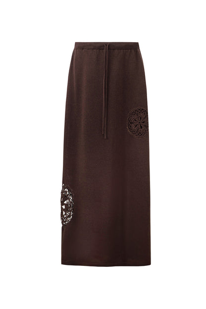 SELFWHO Meconopsis series linen hollow vest + straight skirt set