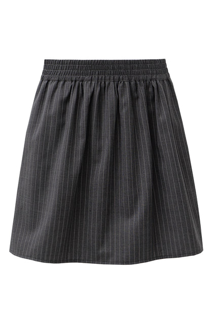 SELFWHO Combed Wool Blend Grey Striped Skirt