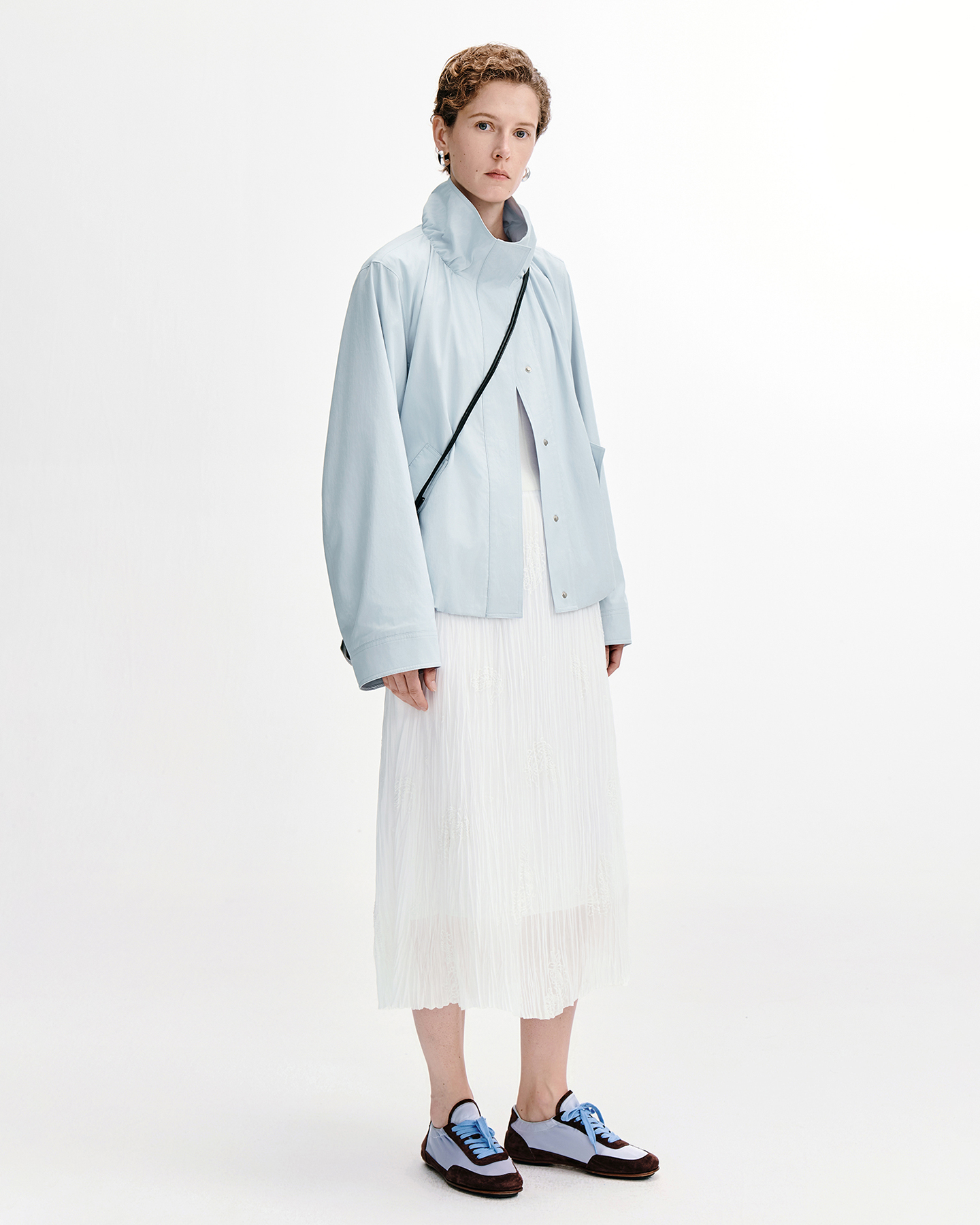Embroidered Pleated A-Line Skirt – Elastic Waist