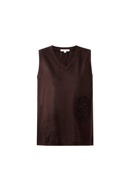 SELFWHO Meconopsis series linen hollow vest + straight skirt set