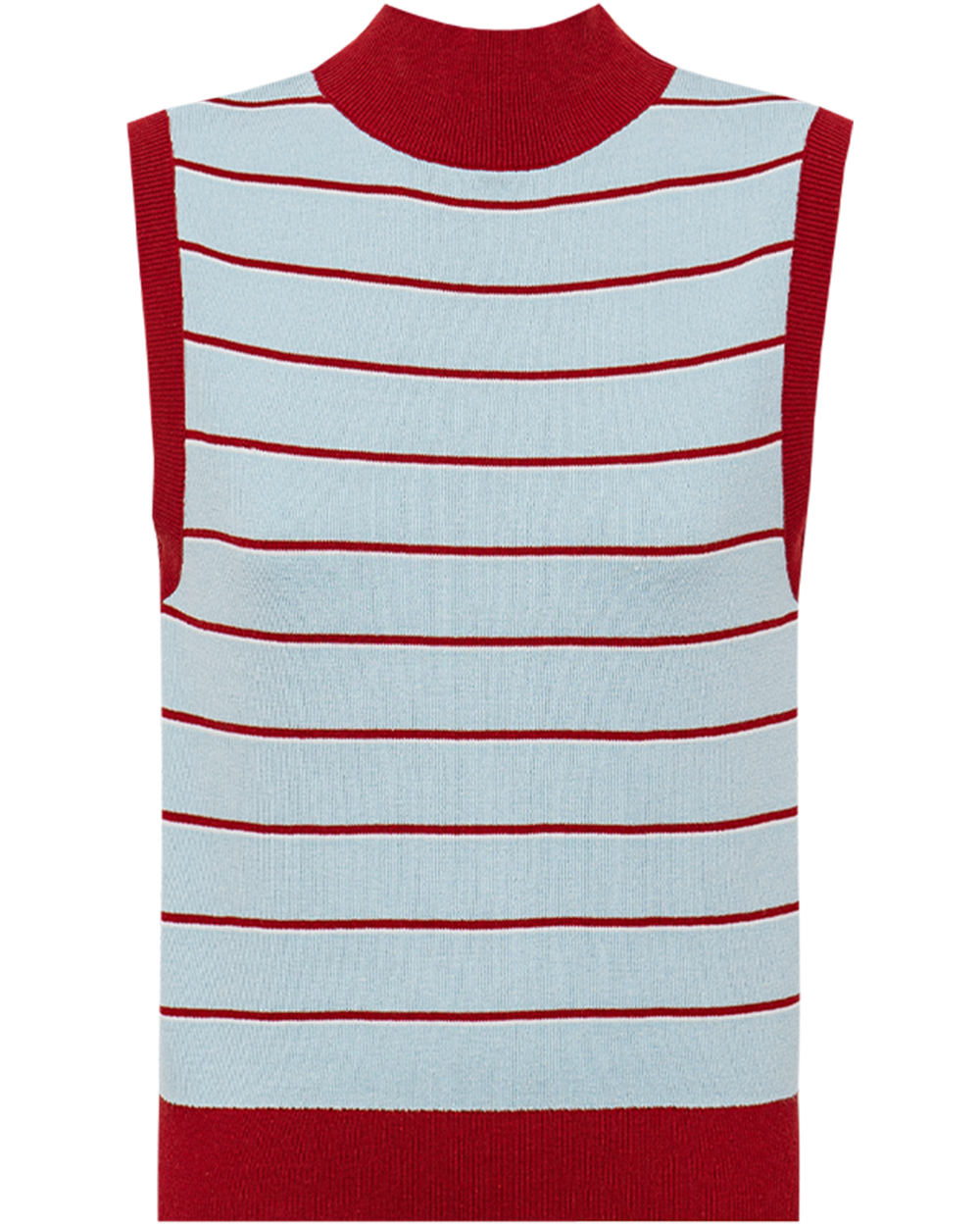 Lyocell-Linen Blend Contrast-Stripe Knitted Sleeveless Top