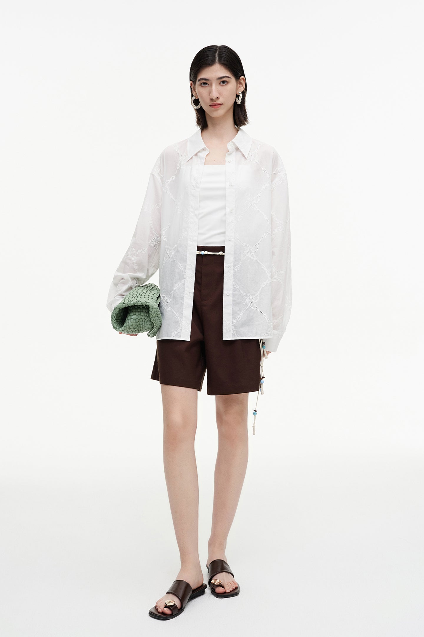 SELFWHO Meconopsis Series Cotton Embroidered Shirt + Pants Set