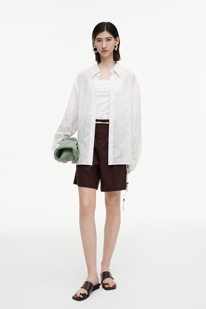 SELFWHO Meconopsis Series Cotton Embroidered Shirt + Pants Set