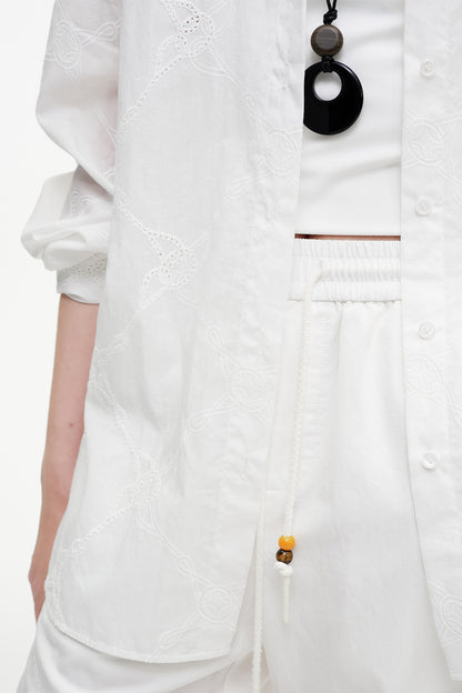 SELFWHO Meconopsis Series Cotton Embroidered Shirt + Pants Set