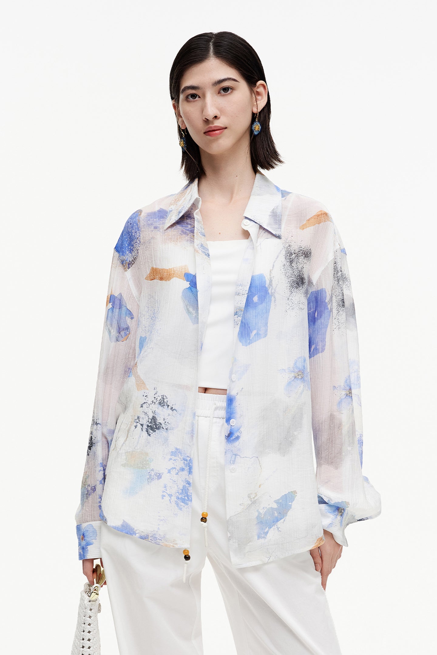 SELFWHO Meconopsis series printed shirt