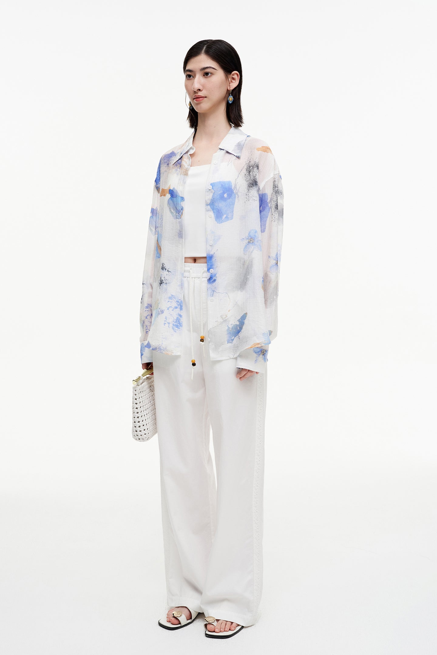 SELFWHO Meconopsis series printed shirt