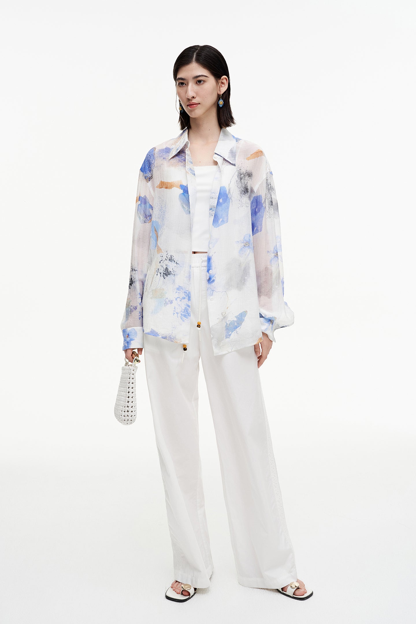SELFWHO Meconopsis series printed shirt