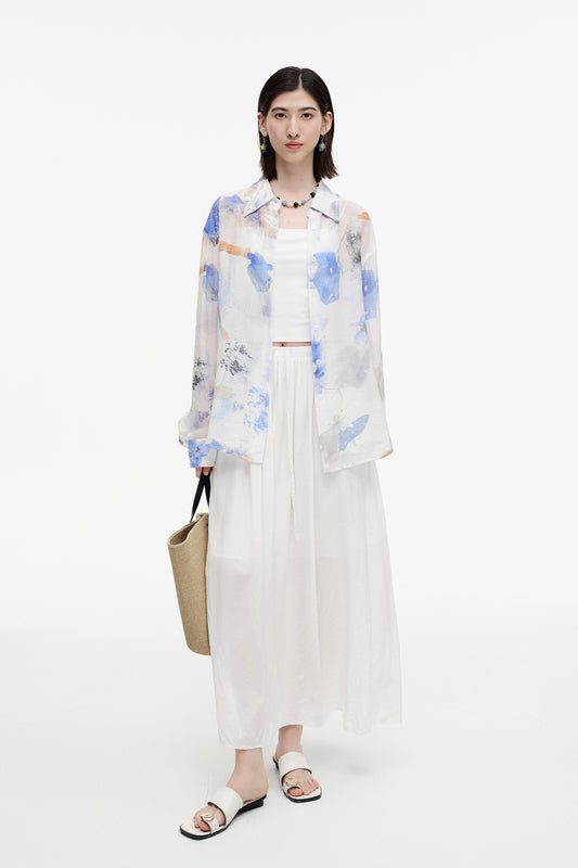 SELFWHO Meconopsis series printed shirt