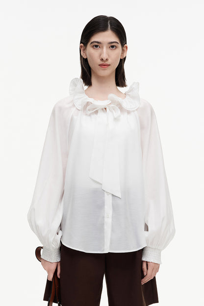 SELFWHO Meconopsis series lotus leaf collar shirt