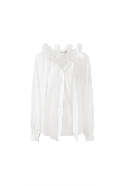SELFWHO Meconopsis series lotus leaf collar shirt