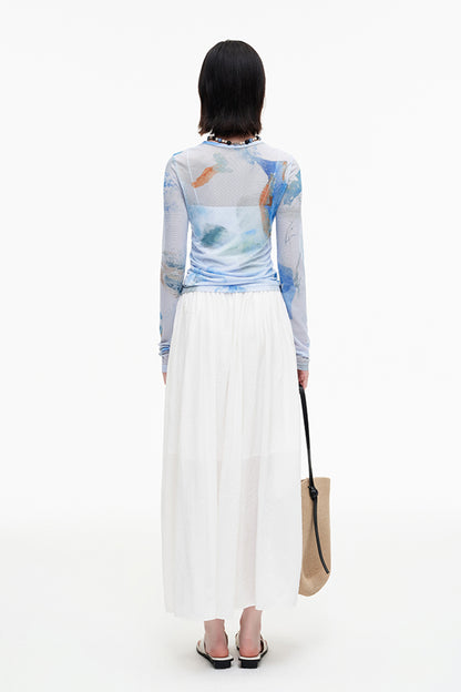 SELFWHO Meconopsis series printed bottoming shirt