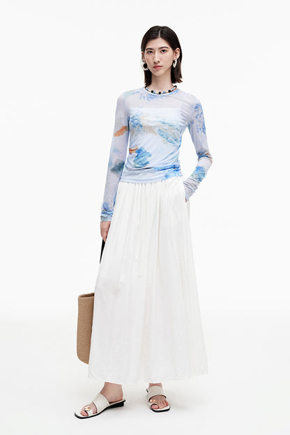 SELFWHO Meconopsis series printed bottoming shirt