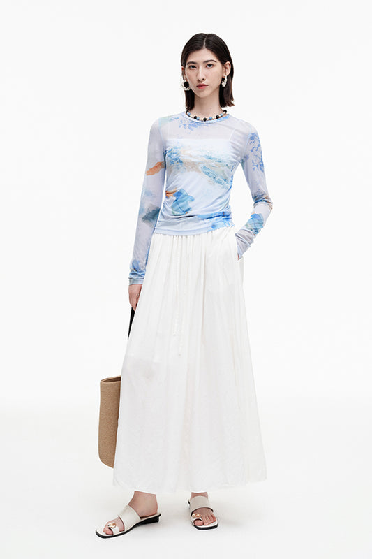SELFWHO Meconopsis series printed bottoming shirt