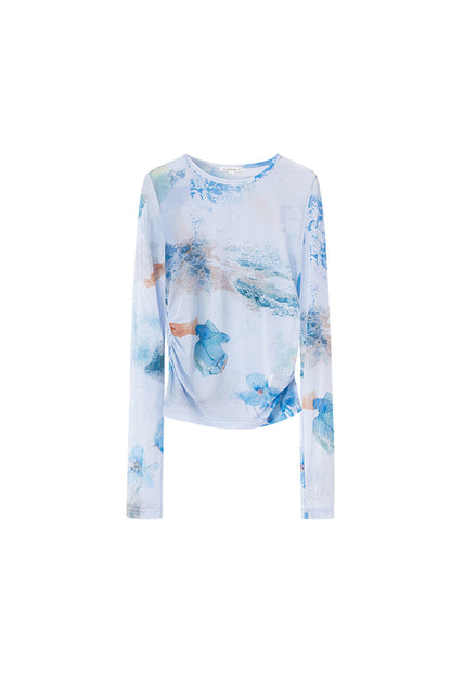 SELFWHO Meconopsis series printed bottoming shirt