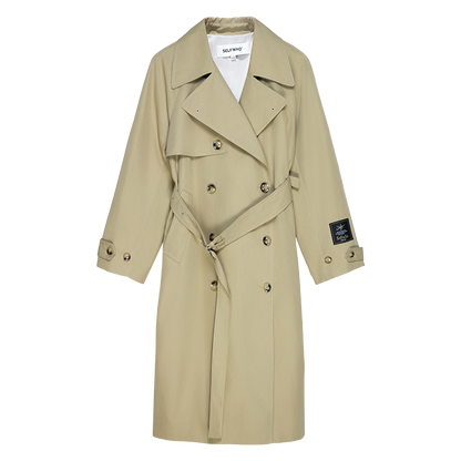 Old money style khaki trench coat for women classic double-breasted design coat