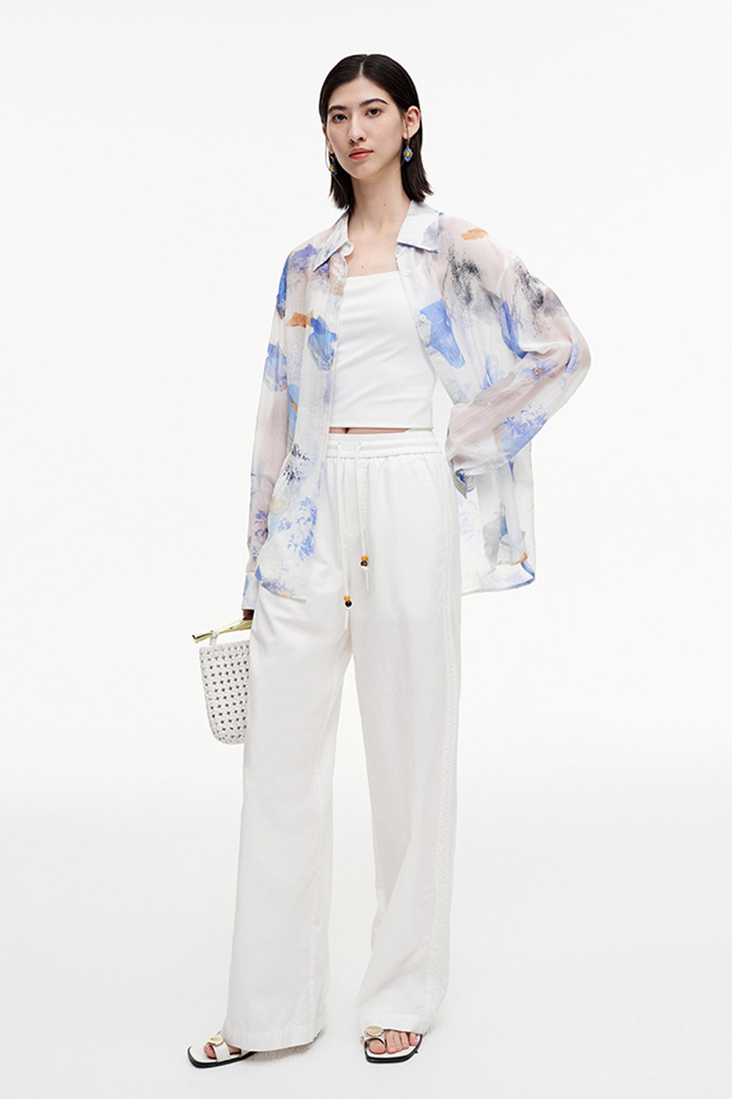 SELFWHO Meconopsis Series Cotton Embroidered Shirt + Pants Set