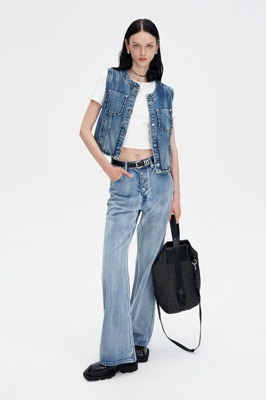 Vintage Vest Jacket Short Denim Vest