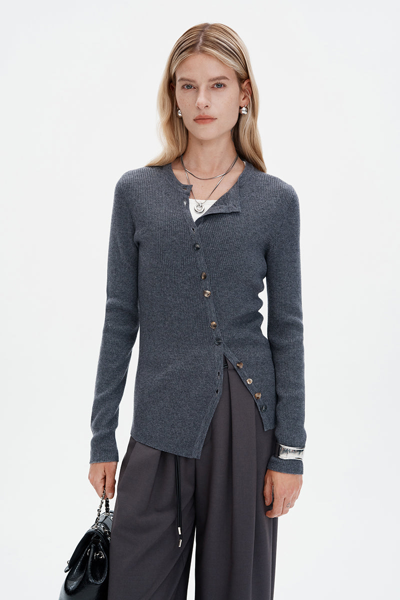 Cashmere Wool Blend Knitted Cardigan Long Sleeves