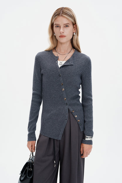 Cashmere Wool Blend Knitted Cardigan Long Sleeves